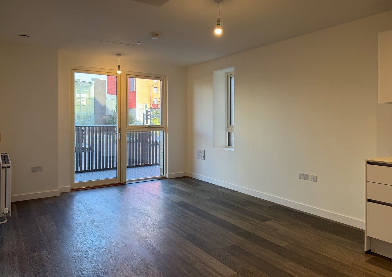 Living room with balcony doors